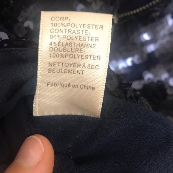 J.O.A dark navy sequin top with zipper detail - Picture 6 of 7